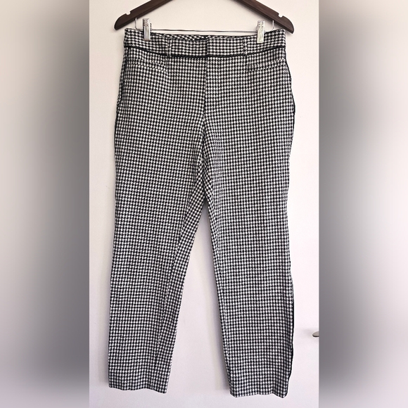 BANANA REPUBLIC Black White  Houndstooth Sloan Pants Ankle Skinny Size 12 - Picture 5 of 8